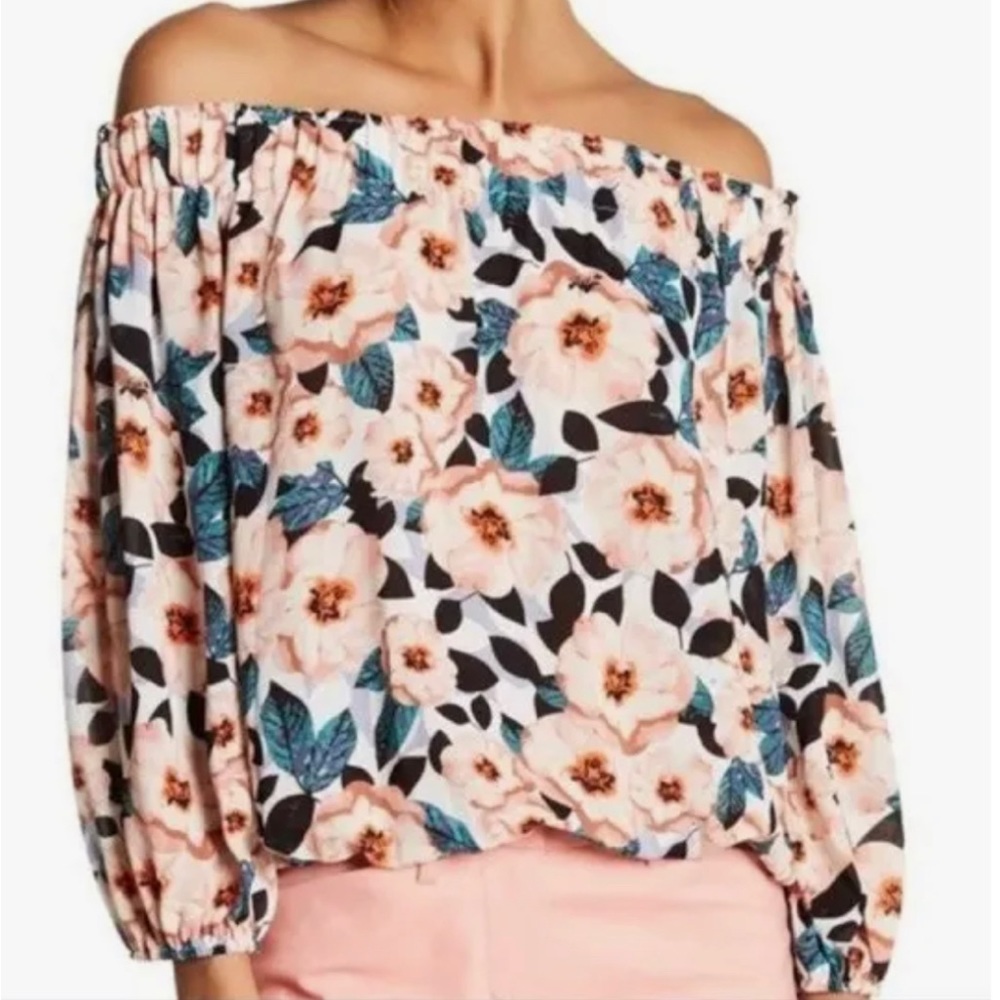 Philosophy Floral Off the Shoulder 3/4th Sleeve Top Size Small